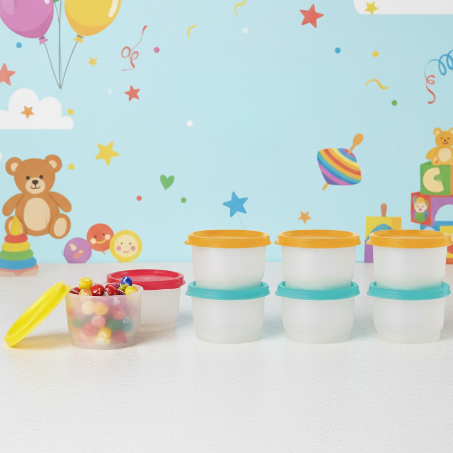 Tupperware Snack Cup 8pcs - Tropical 8pcs| 4oz Portable Containers