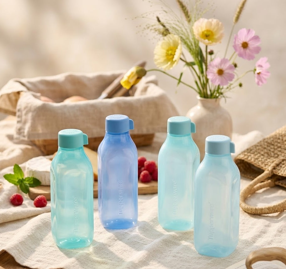 Tupperware Square Bottle 1L Screw Cap Set of 4