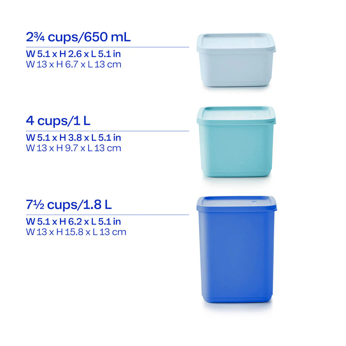 Tupperware Basic Bright Square Set – 3 Pieces