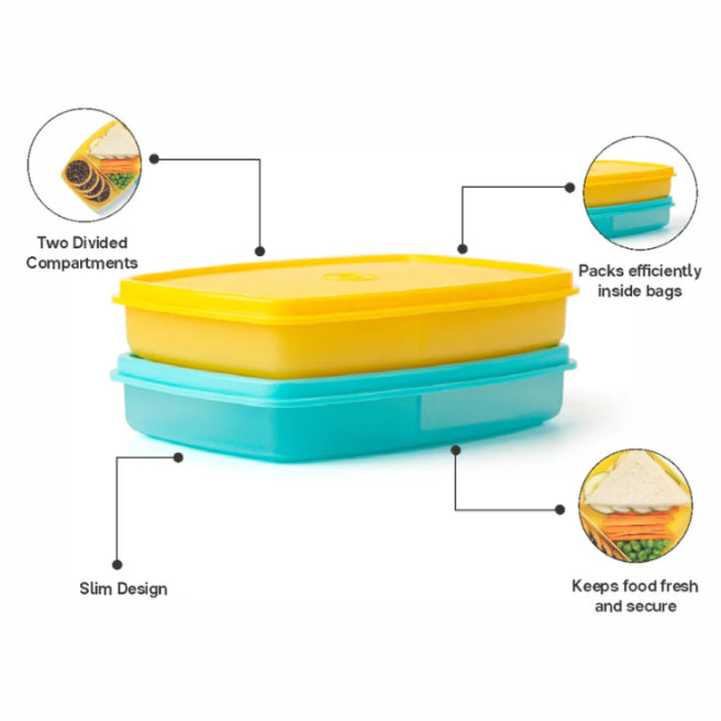 Tupperware Slim Divided Lunch Container Set of 2