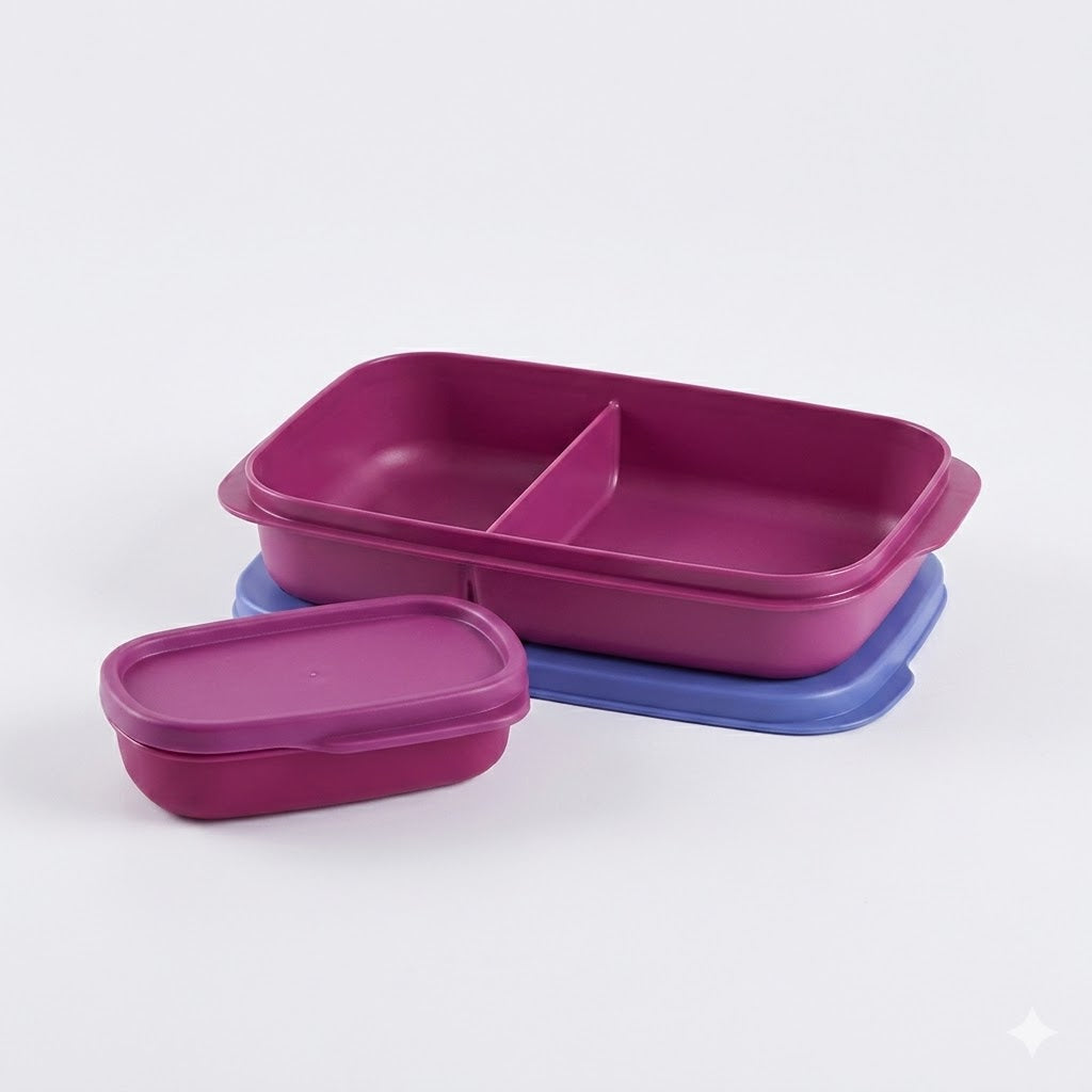 MyLunch Tupperware - Compact Spill-Proof Lunch Container with Divider (Set of 2)