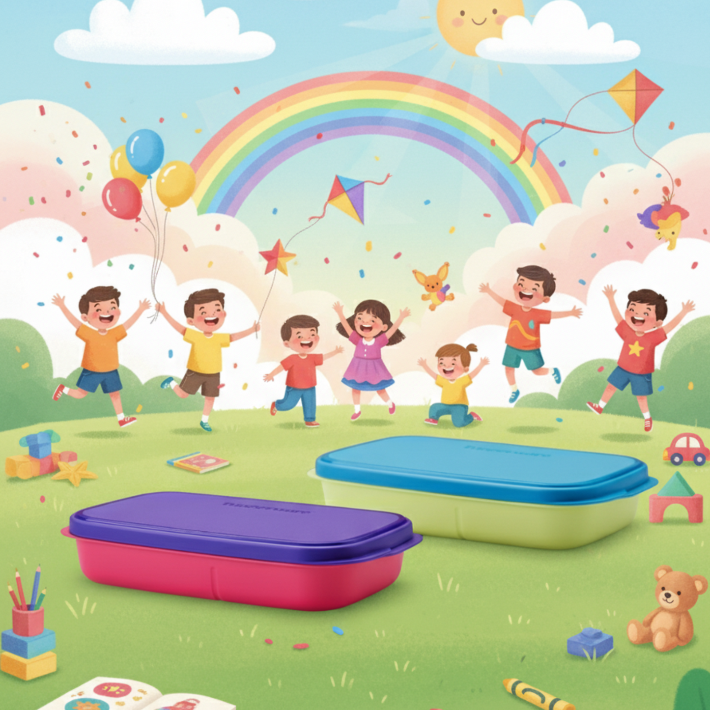 MyLunch Tupperware - Compact Spill-Proof Lunch Container with Divider (Set of 2)