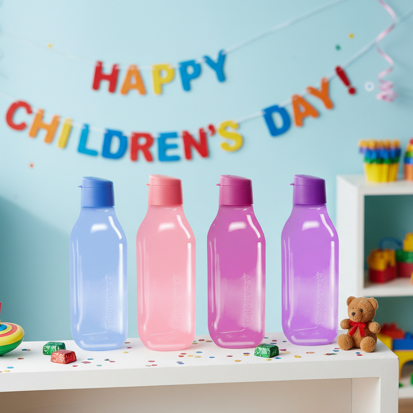 Tupperware Aquasafe Square Fliptop Bottle 1L - Leak-Proof Water Bottle