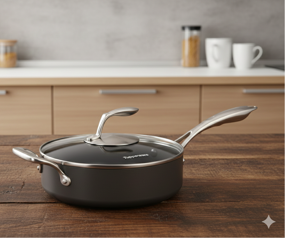 Tupperware Black Chef 3L Tri-Ply Saute Pan Cook Healthier, Cook Faster