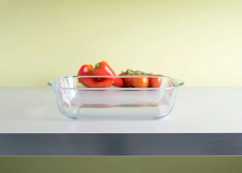 PremiaGlass Square Baking Grill 3.2L - Borosilicate Glass Oven Safe Ribbed Grilling Dish