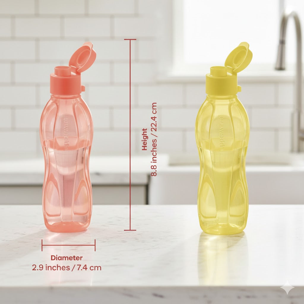 Tupperware Aquasafe 500ml Fliptop Water Bottle - Set of 2