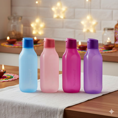 Tupperware Aquasafe Square Fliptop Bottle 1L - Leak-Proof Water Bottle